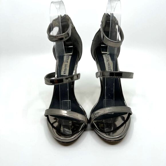 Steve Madden Silver Metallic Stiletto Heels Sandal Women's 6.5 US - Picture 5 of 9
